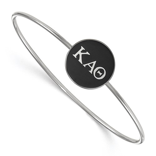 Sterling S. Rh-plated LogoArt Kappa Alpha Theta Enameled Slip-on Bangle