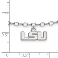 Sterling Silver Rhodium-plated LogoArt Louisiana State University L-s-u Anklet, 9" view 2