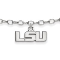 Sterling Silver Rhodium-plated LogoArt Louisiana State University L-s-u Anklet, 9" view 1