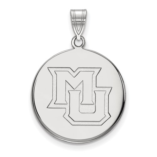 Sterling Silver Rhodium-plated LogoArt Marquette University M-u Large Disc Pendant