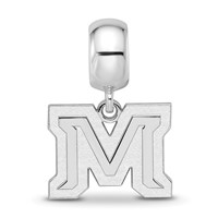 Sterling Silver Rhodium-plated LogoArt Montana State University Letter M Small Dangle Bead Charm view 3