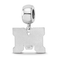 Sterling Silver Rhodium-plated LogoArt Montana State University Letter M Small Dangle Bead Charm view 5