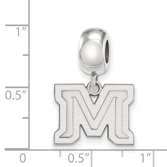 Sterling Silver Rhodium-plated LogoArt Montana State University Letter M Small Dangle Bead Charm