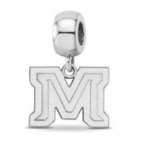 Sterling Silver Rhodium-plated LogoArt Montana State University Letter M Small Dangle Bead Charm view 1
