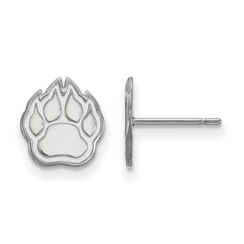 Sterling Silver Rhodium-plated LogoArt Northern Illinois University Paw Extra Small Post Earrings