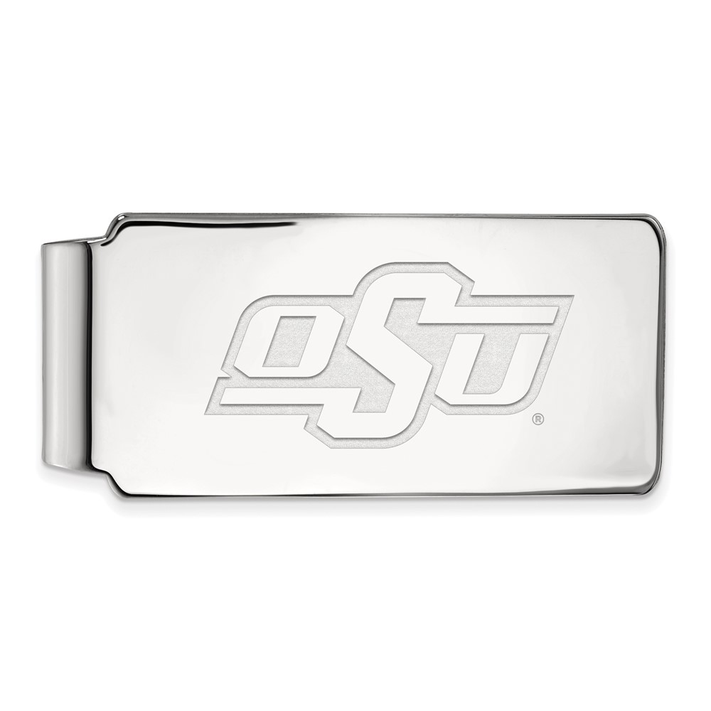 Sterling Silver Rhodium-plated LogoArt Oklahoma State University O-s-u Money Clip