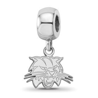 Sterling Silver Rhodium-plated LogoArt Ohio University Bobcat Extra Small Dangle Bead Charm