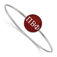 Sterling Silver Rh-plated LogoArt Pi Beta Phi Enameled Slip-on Bangle view 1