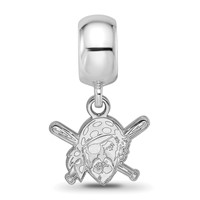 Sterling Silver Rhodium Plated Major League Baseball LogoArt Pittsburgh Pirates Dangle Bead view 3