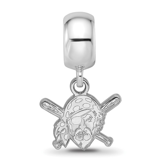 Sterling Silver Rhodium Plated Major League Baseball LogoArt Pittsburgh Pirates Dangle Bead