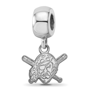Sterling Silver Rhodium Plated Major League Baseball LogoArt Pittsburgh Pirates Dangle Bead