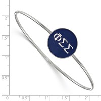 Sterling Silver Rh-plated LogoArt Phi Sigma Sigma Enameled Slip-on Bangle view 2
