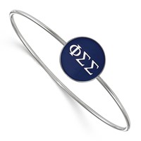Sterling Silver Rh-plated LogoArt Phi Sigma Sigma Enameled Slip-on Bangle view 1