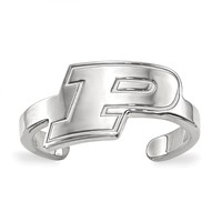 Sterling Silver Rhodium-plated LogoArt Purdue University Letter P Toe Ring view 1