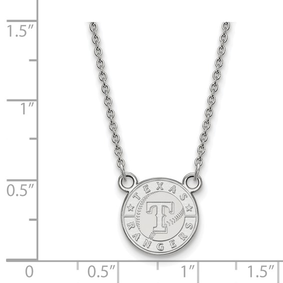 SS/Rh-p Major League Baseball LogoArt Texas Rangers Pendant Necklace