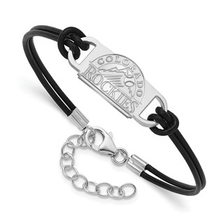 Sterling Silver Rhodium Plated Major League Baseball LogoArt Colorado Rockies Wire Bangle