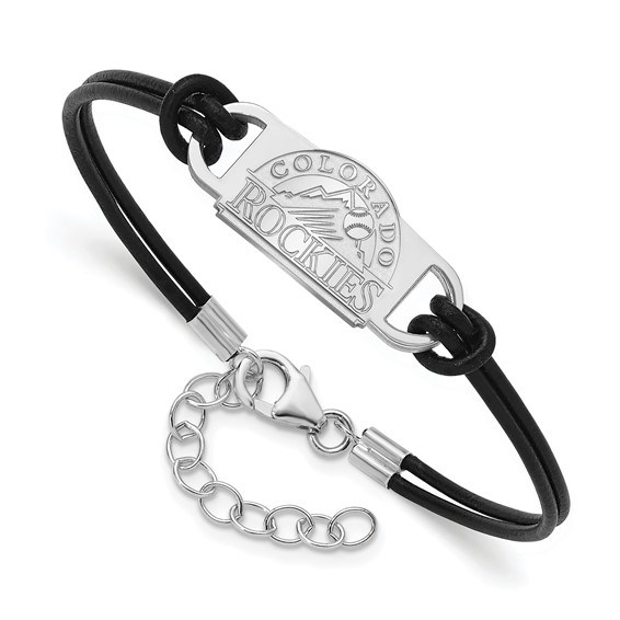 Sterling Silver Rhodium Plated Major League Baseball LogoArt Colorado Rockies Wire Bangle