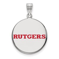 Sterling Silver Rhodium-plated LogoArt Rutgers University Large Enameled Disc Pendant view 1