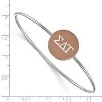 Sterling Silver Rh-plated LogoArt Sigma Delta Tau Enameled Slip-on Bangle view 3