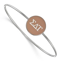 Sterling Silver Rh-plated LogoArt Sigma Delta Tau Enameled Slip-on Bangle view 1