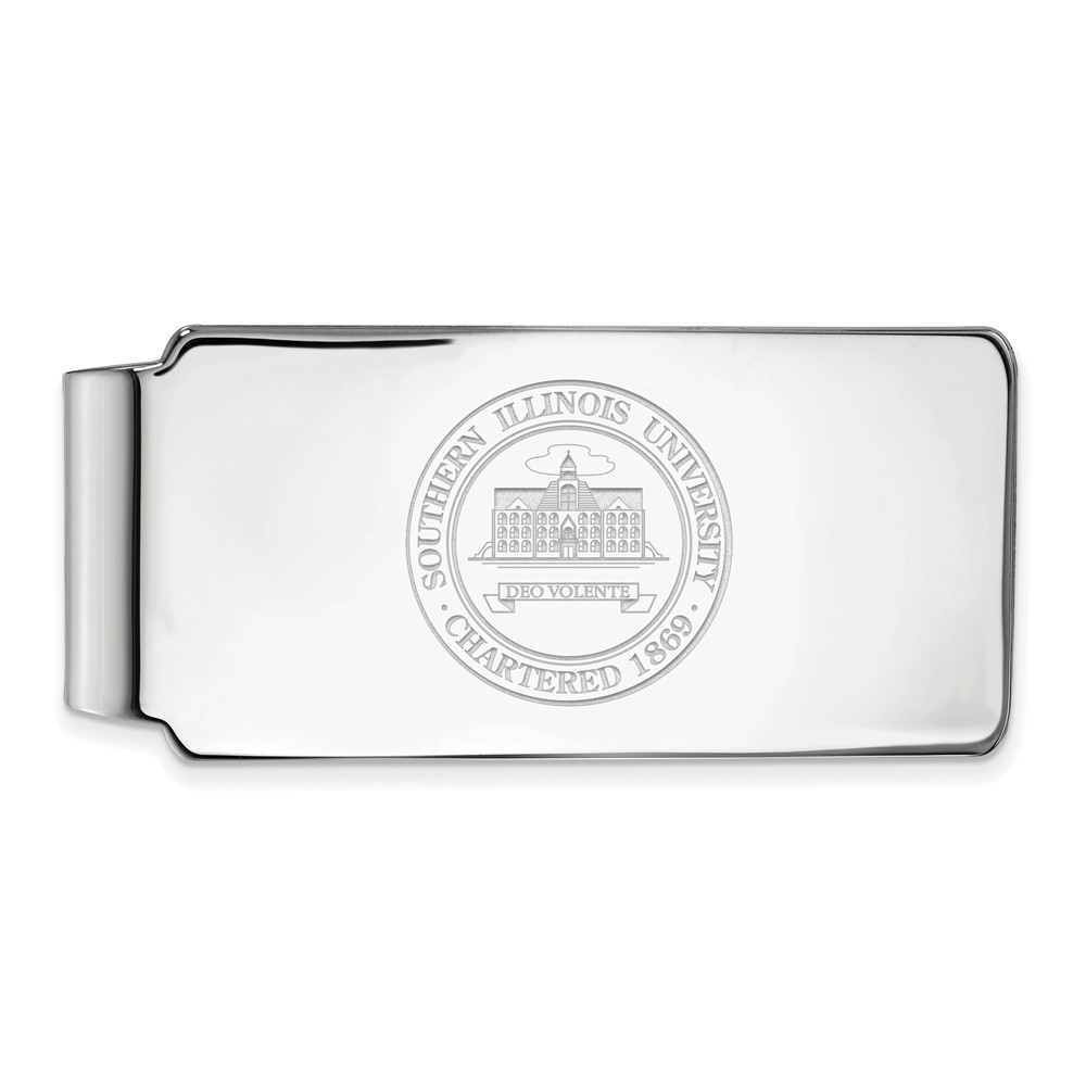 Sterling Silver Rhodium-plated LogoArt Southern Illinois University Crest Money Clip