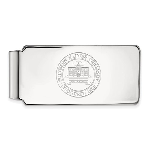 Sterling Silver Rhodium-plated LogoArt Southern Illinois University Crest Money Clip