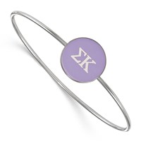 Sterling Silver Rh-plated LogoArt Sigma Kappa Enameled Slip-on Bangle view 1