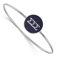 Sterling S. Rh-plated LogoArt Sigma Sigma Sigma Enameled Slip-on Bangle view 1