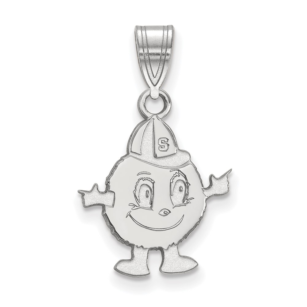 Sterling Silver Rhodium-plated LogoArt Syracuse University Mascot Medium Pendant