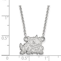 Sterling Silver Rhodium-plated LogoArt Texas Christian University Horned Frog Small Pendant Necklace, 18" view 2