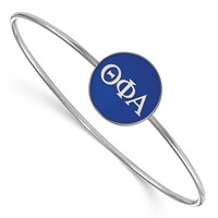 Sterling Silver Rh-plated LogoArt Theta Phi Alpha Enameled Slip-on Bangle view 1