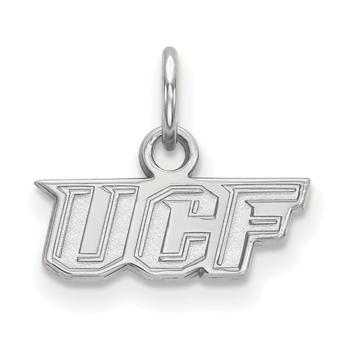 Sterling Silver Rhodium-plated LogoArt University of Central Florida U-c-f Extra Small Pendant