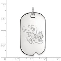 Sterling Silver Rhodium-plated LogoArt University of Kansas Jayhawk Large Dog Tag Pendant view 2