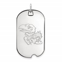 Sterling Silver Rhodium-plated LogoArt University of Kansas Jayhawk Large Dog Tag Pendant view 1