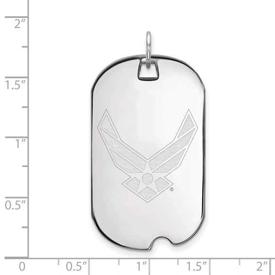 Sterling Silver Rhodium-plated LogoArt U.S. Air Force Large Dog Tag Pendant