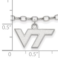 Sterling Silver Rhodium-plated LogoArt Virginia Tech V-t Anklet - 9in view 2