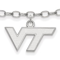 Sterling Silver Rhodium-plated LogoArt Virginia Tech V-t Anklet - 9in view 1