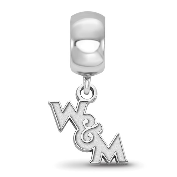 Sterling Silver Rhodium-plated LogoArt College of William and Mary Extra Small Dangle Bead Charm