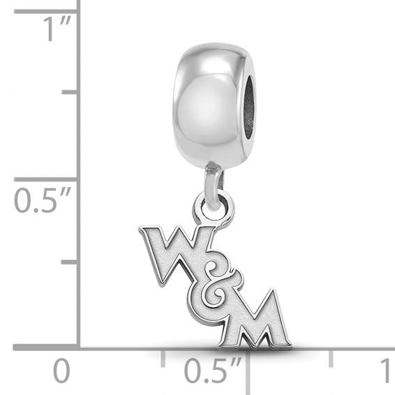 Sterling Silver Rhodium-plated LogoArt College of William and Mary Extra Small Dangle Bead Charm