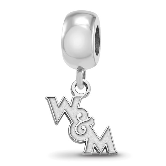 Sterling Silver Rhodium-plated LogoArt College of William and Mary Extra Small Dangle Bead Charm