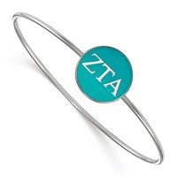 Sterling Silver Rh-plated LogoArt Zeta Tau Alpha Enameled Slip-on Bangle view 1