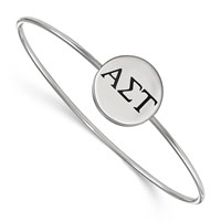 Sterling Silver Rh-plated LogoArt Alpha Sigma Tau Enameled Slip-on Bangle view 1
