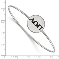 Sterling S. Rh-plated LogoArt Alpha Omicron Pi Enameled Slip-on Bangle view 2