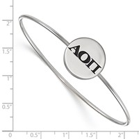 Sterling S. Rh-plated LogoArt Alpha Omicron Pi Enameled Slip-on Bangle view 3