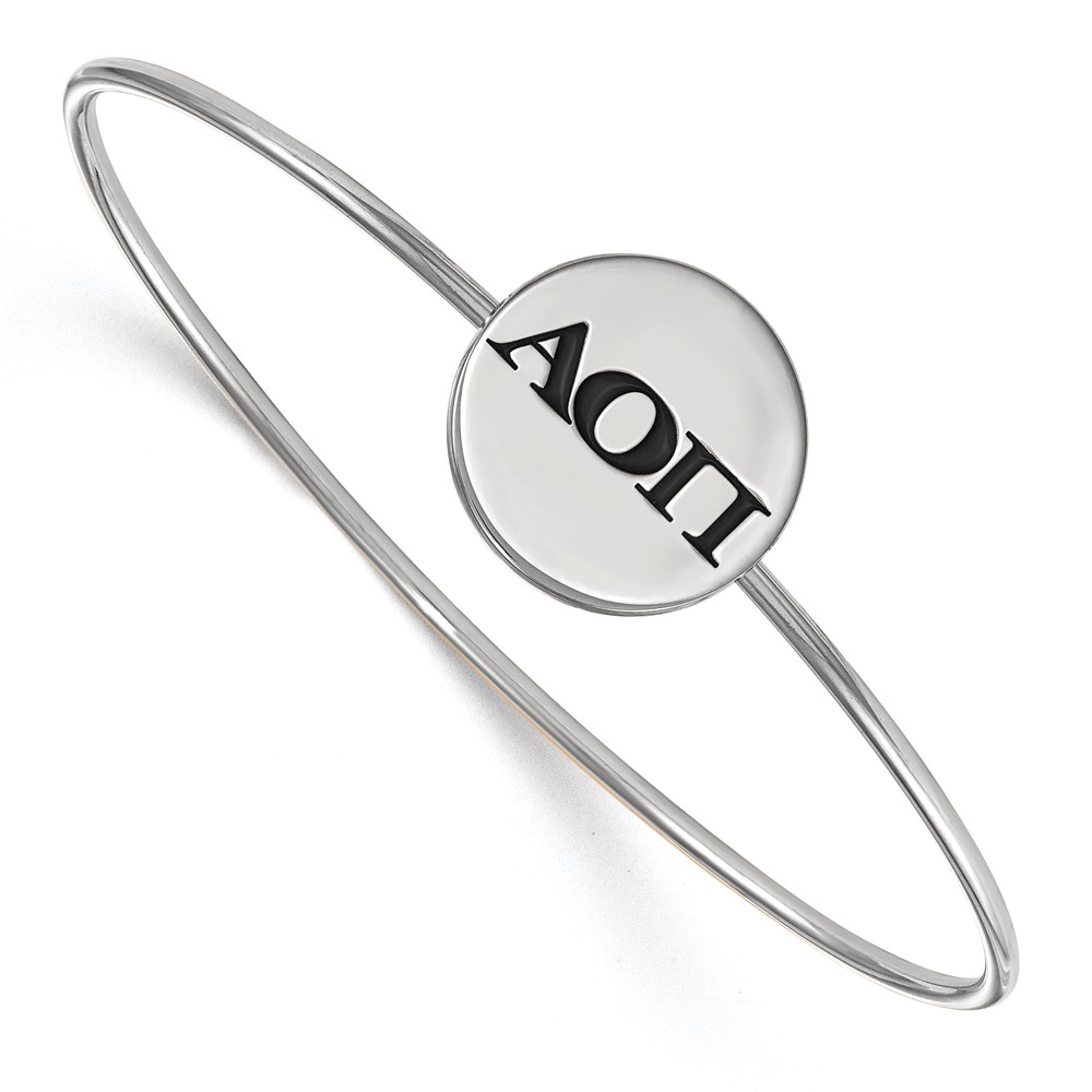 Sterling S. Rh-plated LogoArt Alpha Omicron Pi Enameled Slip-on Bangle