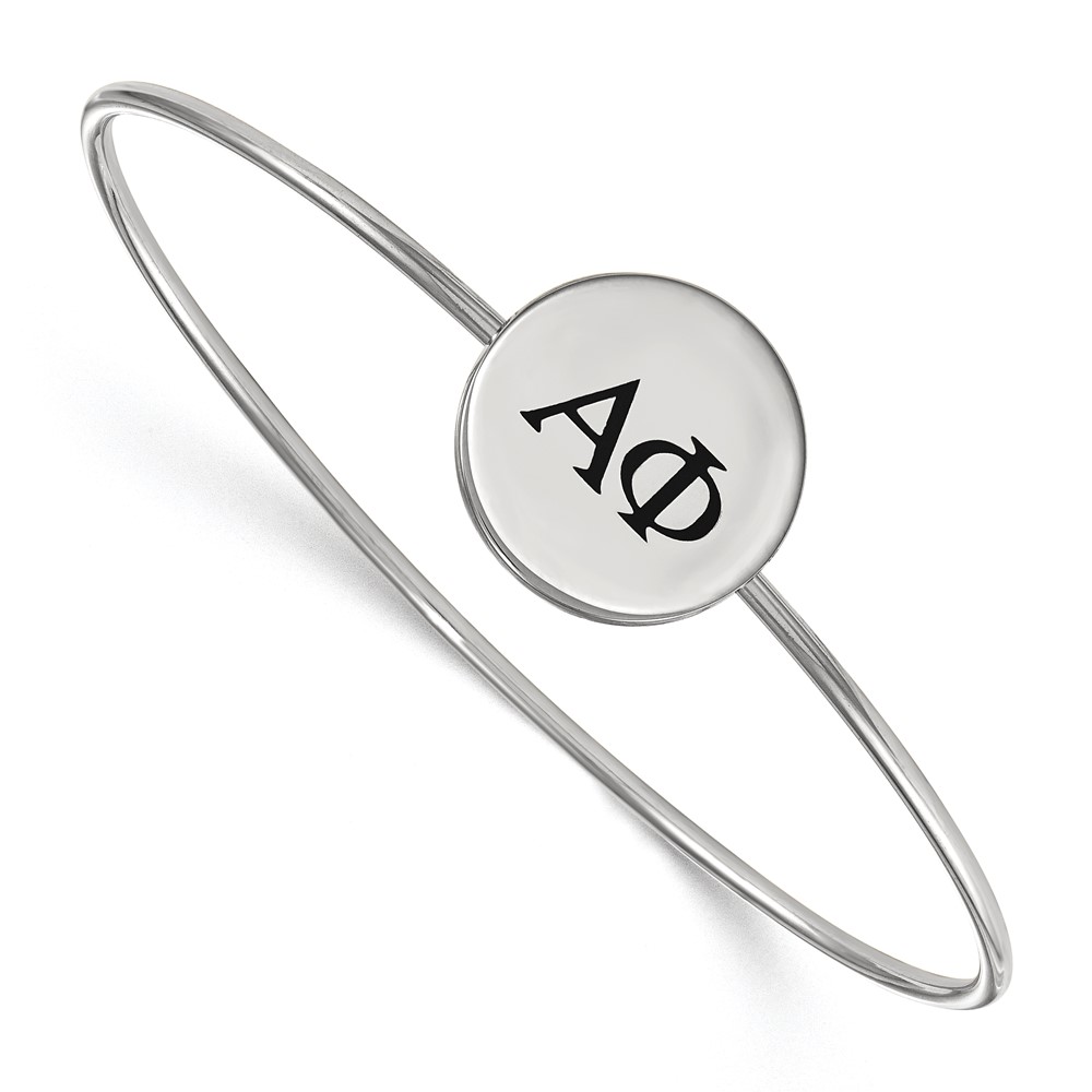 Sterling Silver Rh-plated LogoArt Alpha Phi Enameled Slip-on Bangle