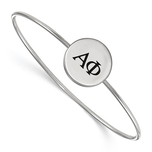 Sterling Silver Rh-plated LogoArt Alpha Phi Enameled Slip-on Bangle