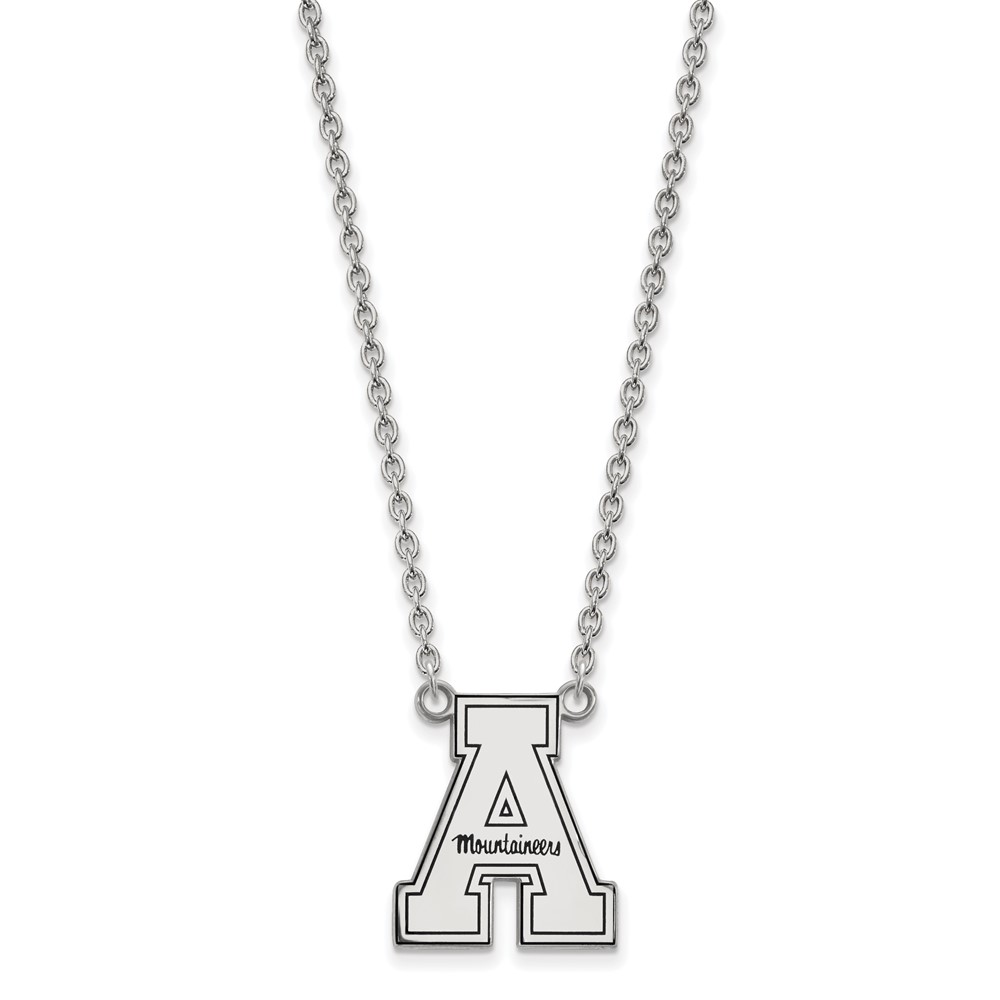 Sterling Silver Rhodium-plated LogoArt Appalachian State University Enameled Large Pendant Necklace, 18"