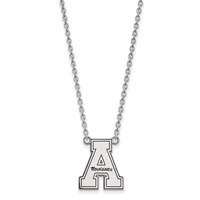 Sterling Silver Rhodium-plated LogoArt Appalachian State University Enameled Large Pendant Necklace, 18" view 1