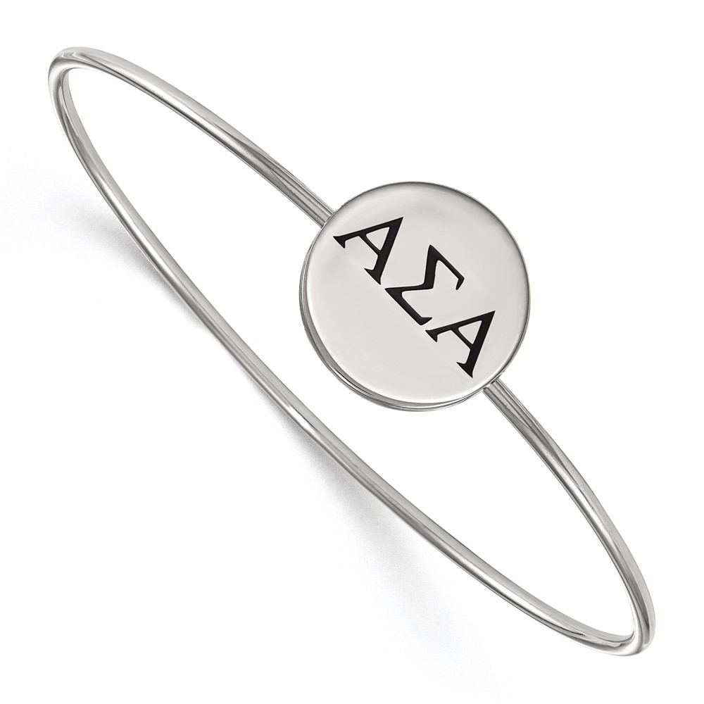 Sterling S. Rh-plated LogoArt Alpha Sigma Alpha Enameled Slip-on Bangle